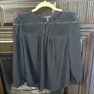 Banana Republic Black Textured, Sheer Blouse